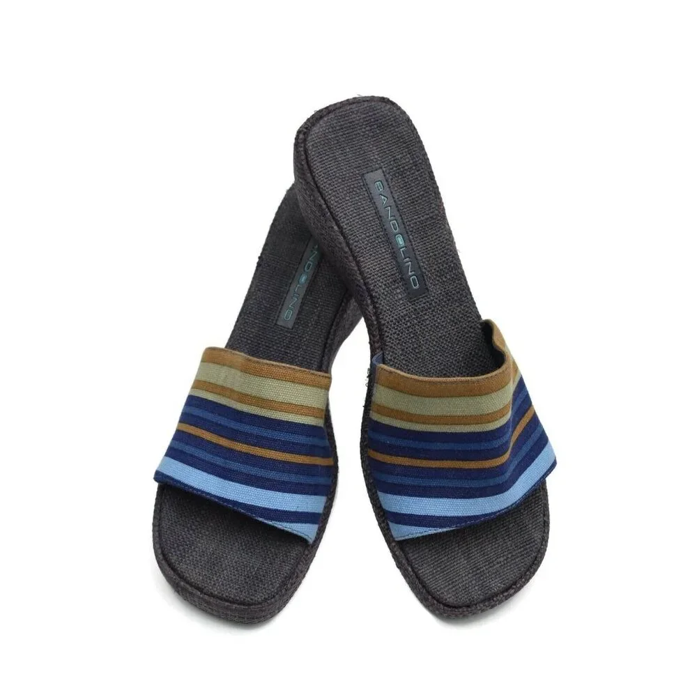 Bandolino Womens Sandals Size 9 Slides Wedge Heel Textured Fabric Harriet 3